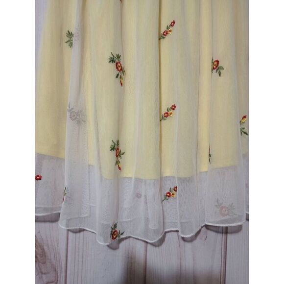 LuLaRoe Skirt Ladies Medium‎ Yellow Floral Pull On Waist - Picture 4 of 6